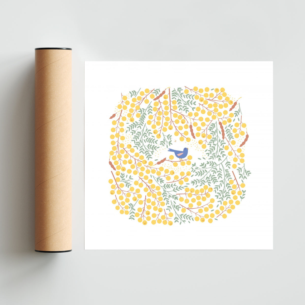 EL AROMO Y EL GORRION - Cuadrado solo print