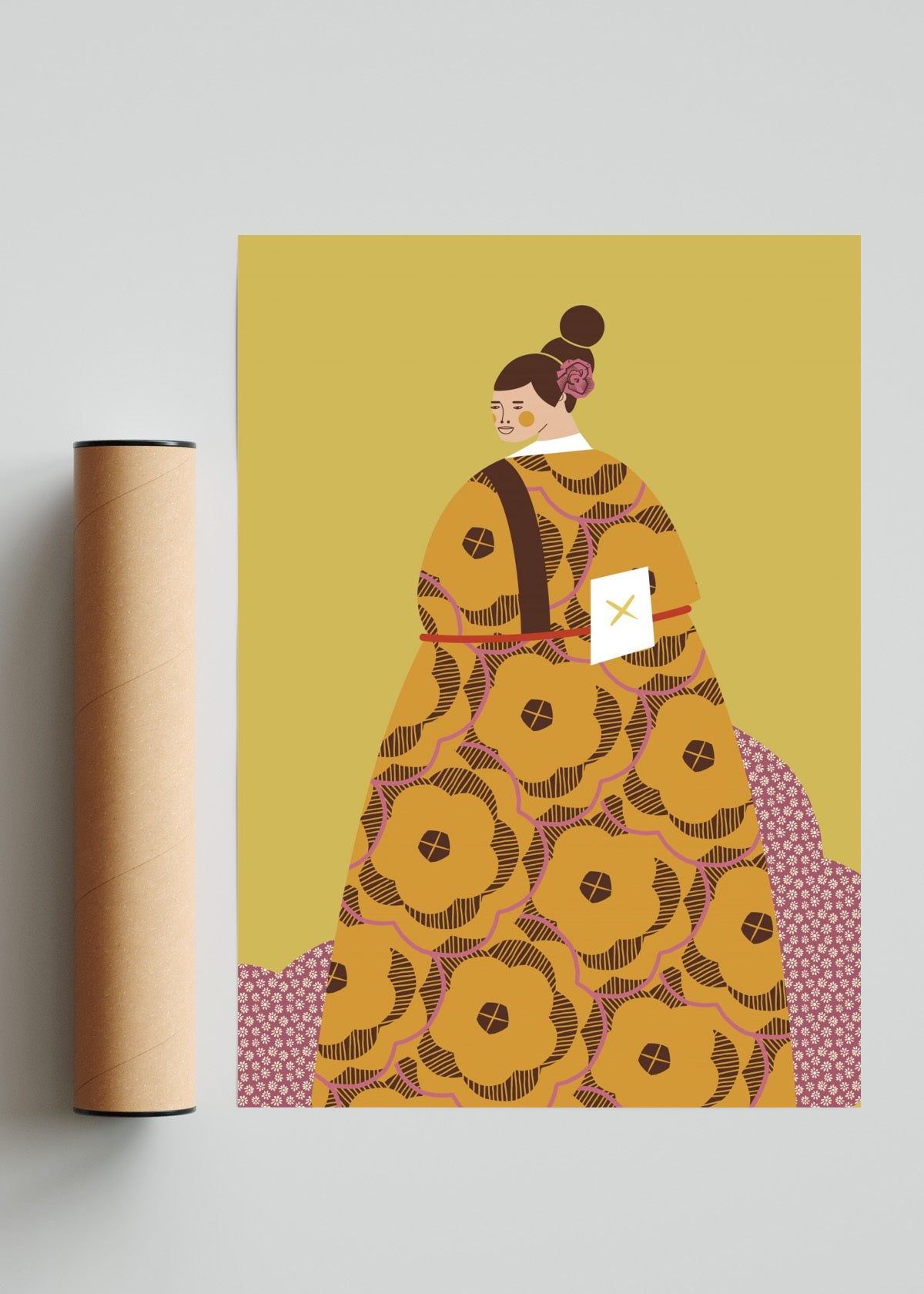 Mujer con Kimono Canela - Retrato solo print