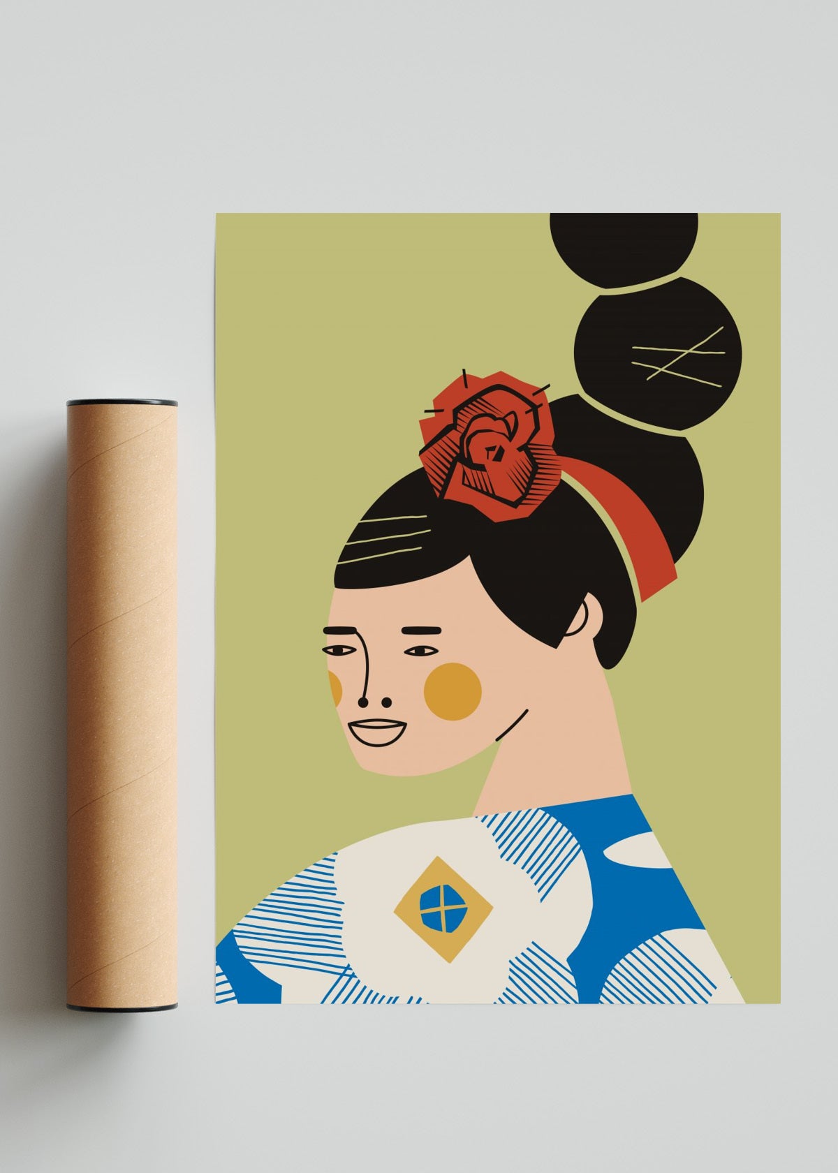 Retrato con vestido Azul - Retrato solo print