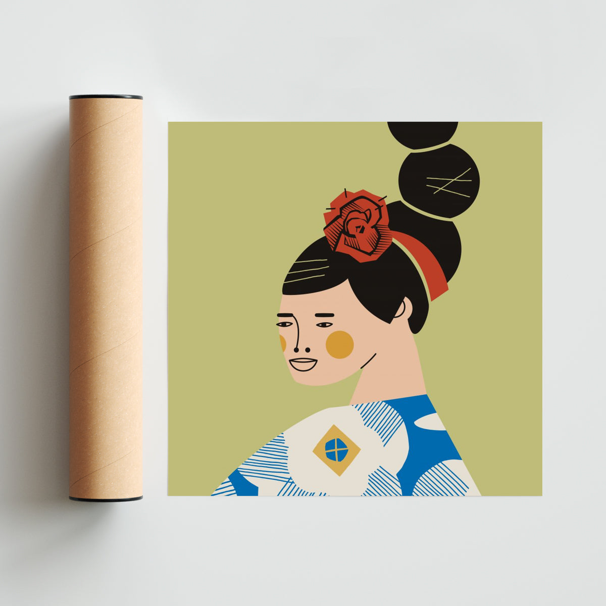 Retrato con vestido Azul - Cuadrado solo print