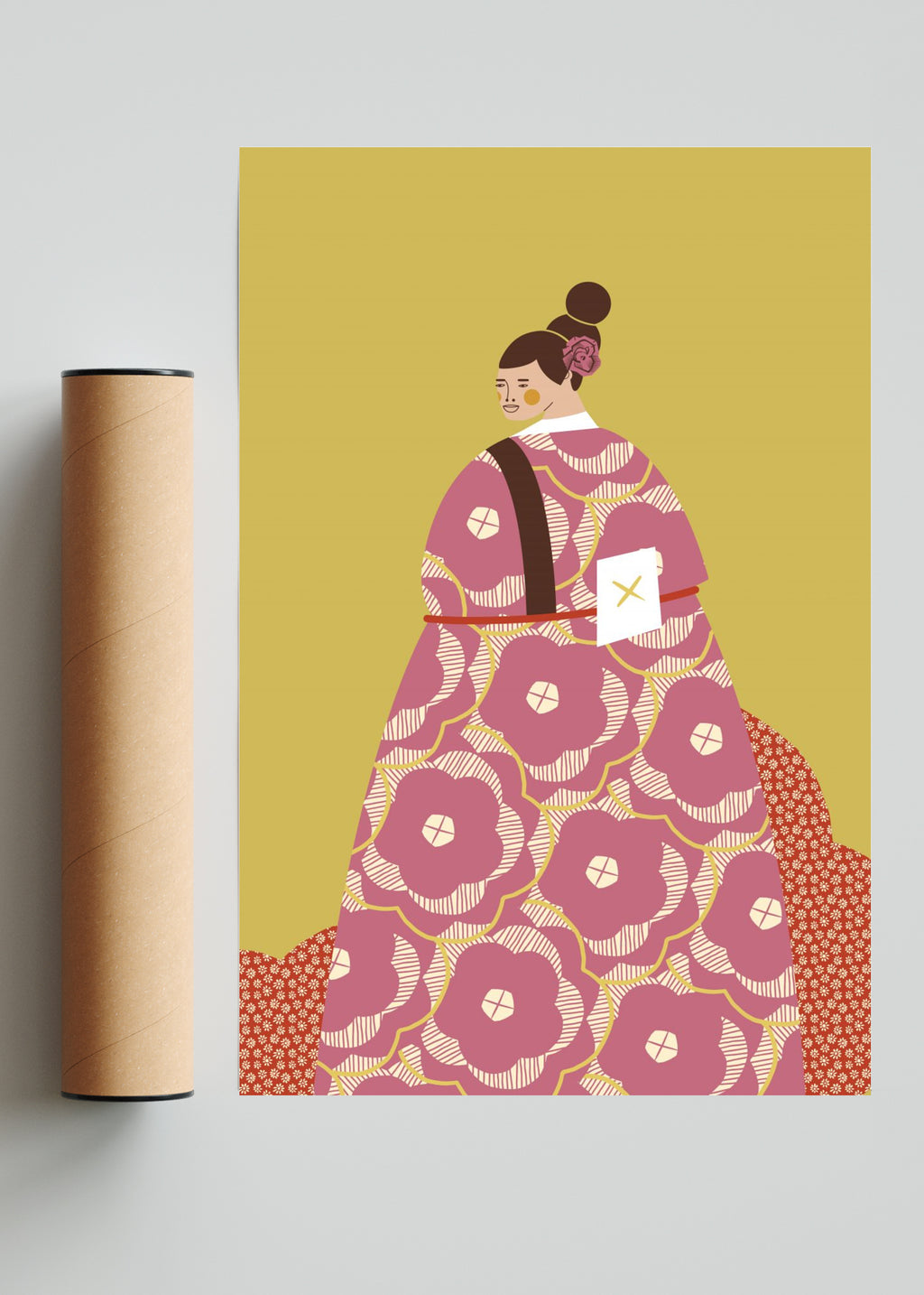 Mujer con Kimono Rosa - FotoV Solo print