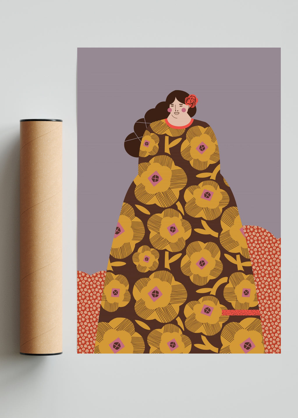 Mujer con vestido marrón - FotoV Solo print