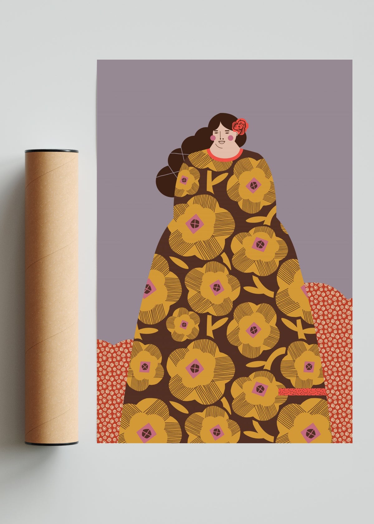 Mujer con vestido marrón - FotoV Solo print