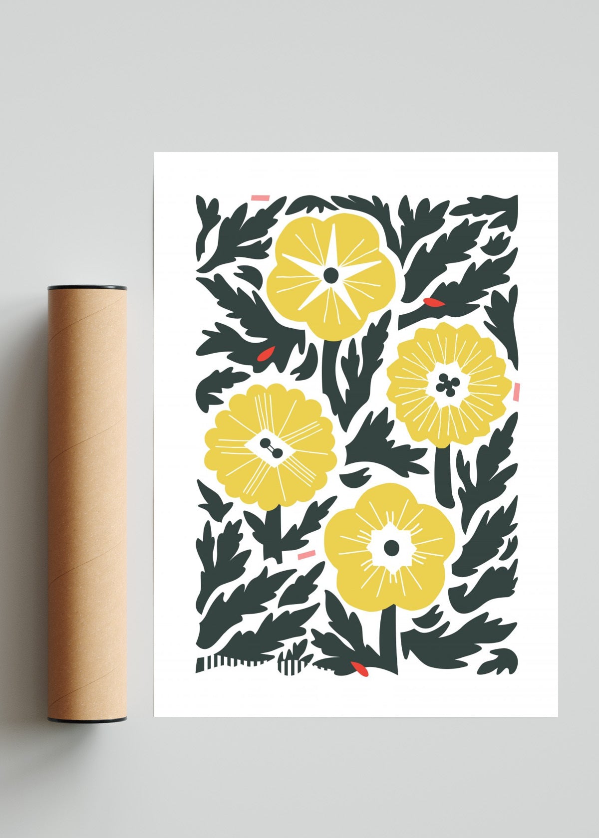 Cuatro Flores Amarillo - Retrato solo print