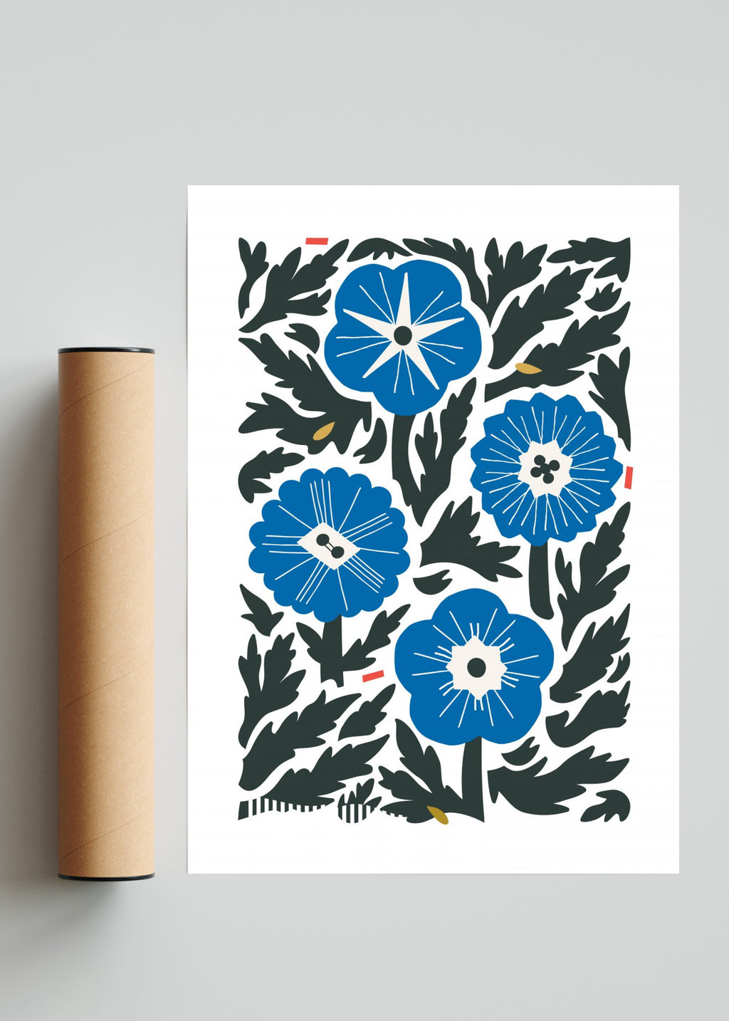 Cuatro Flores - Azul - Retrato solo print