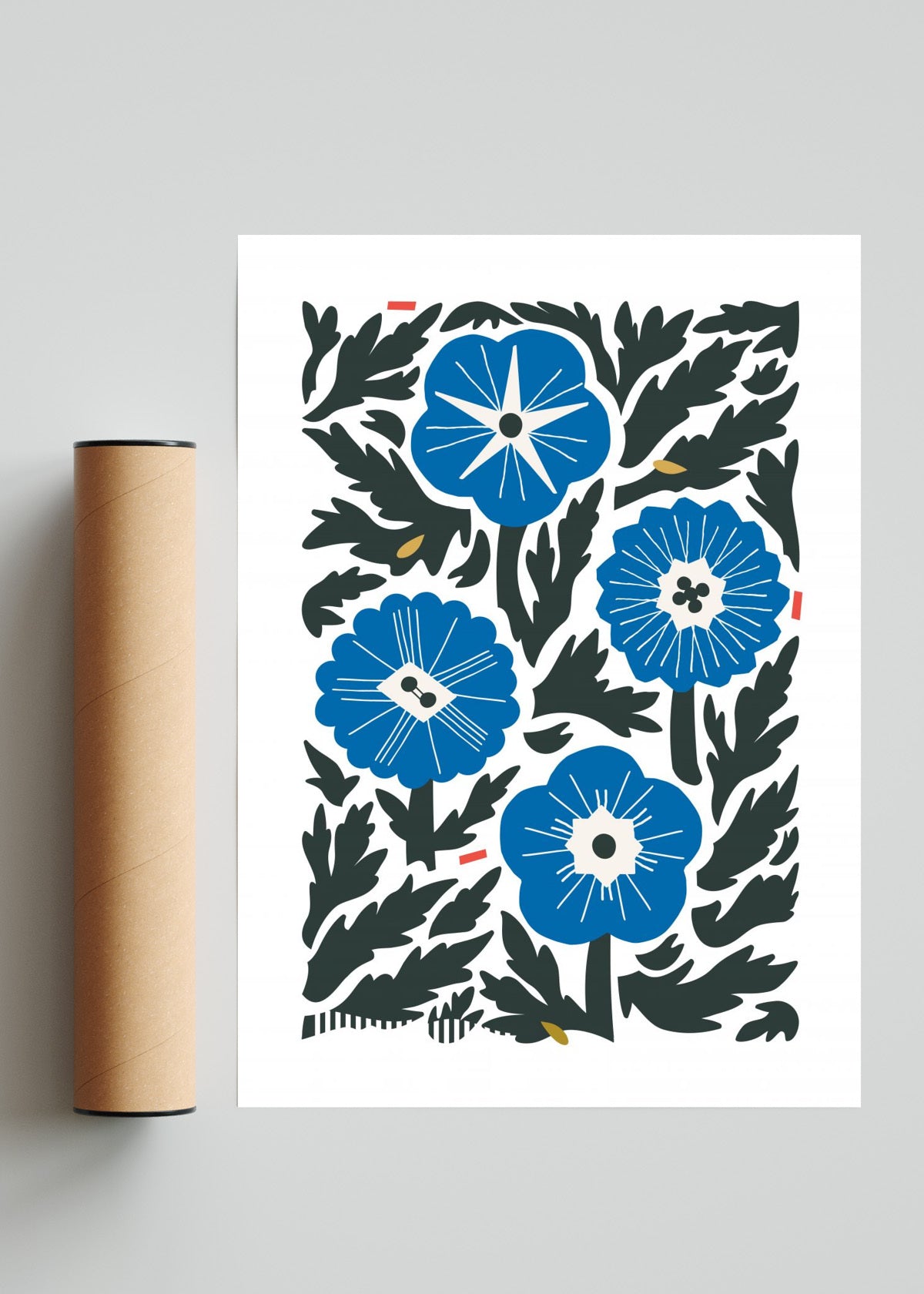 Cuatro Flores - Azul - Retrato solo print