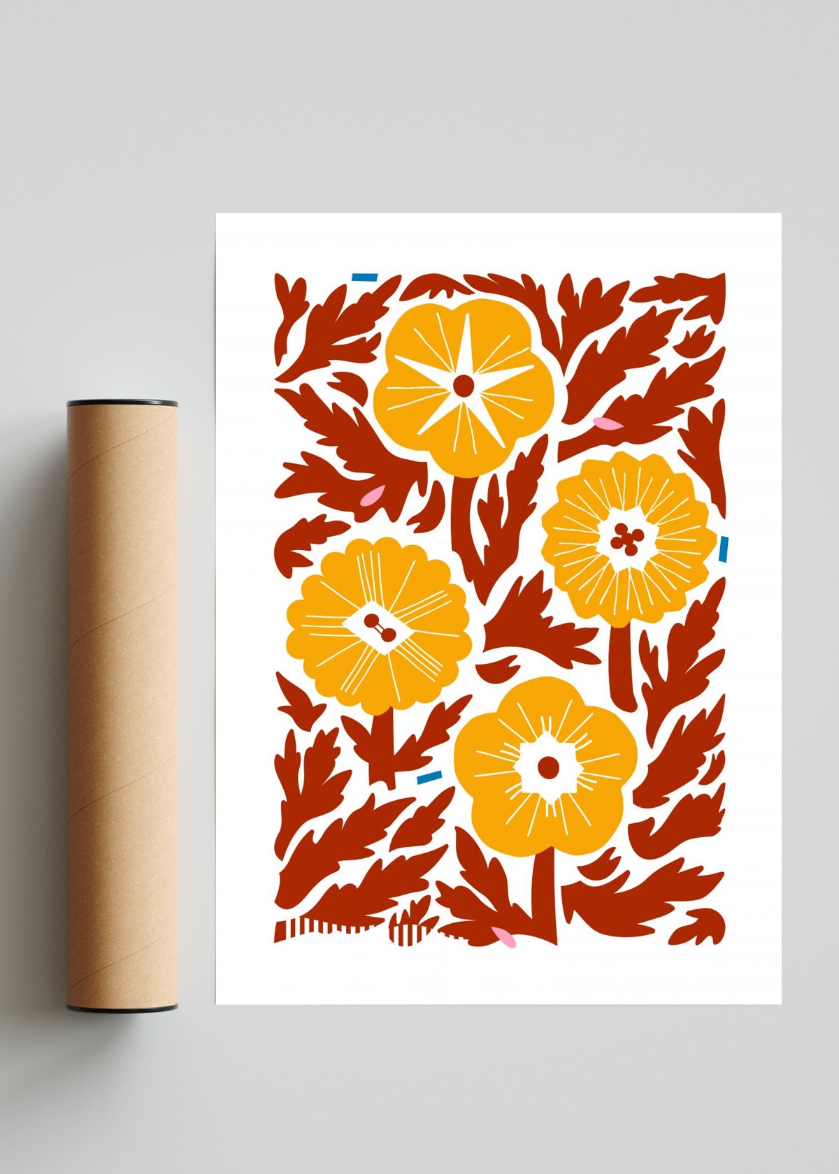 Cuatro Flores - Naranja - Retrato solo print
