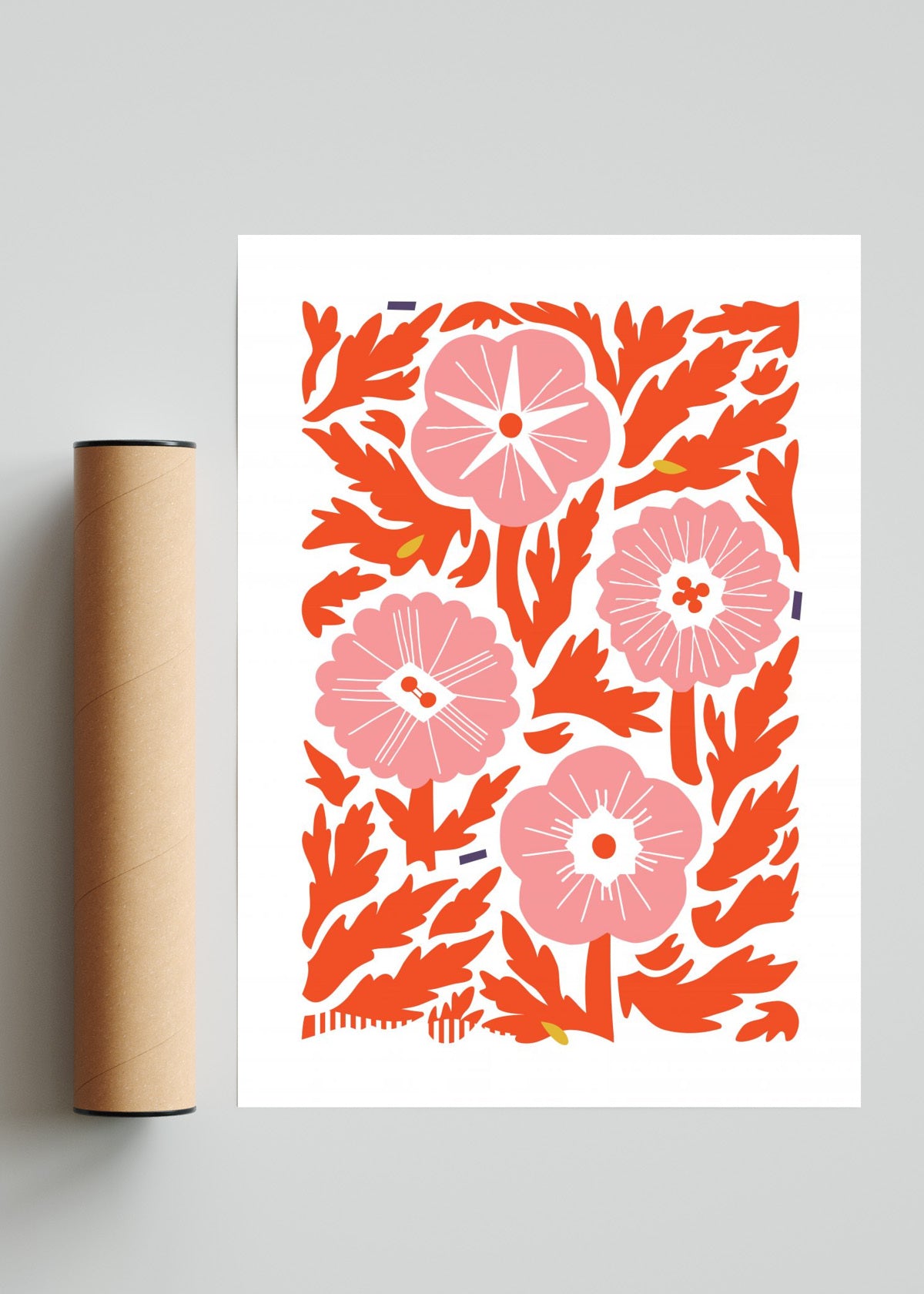Cuatro Flores - Rosa - Retrato solo print