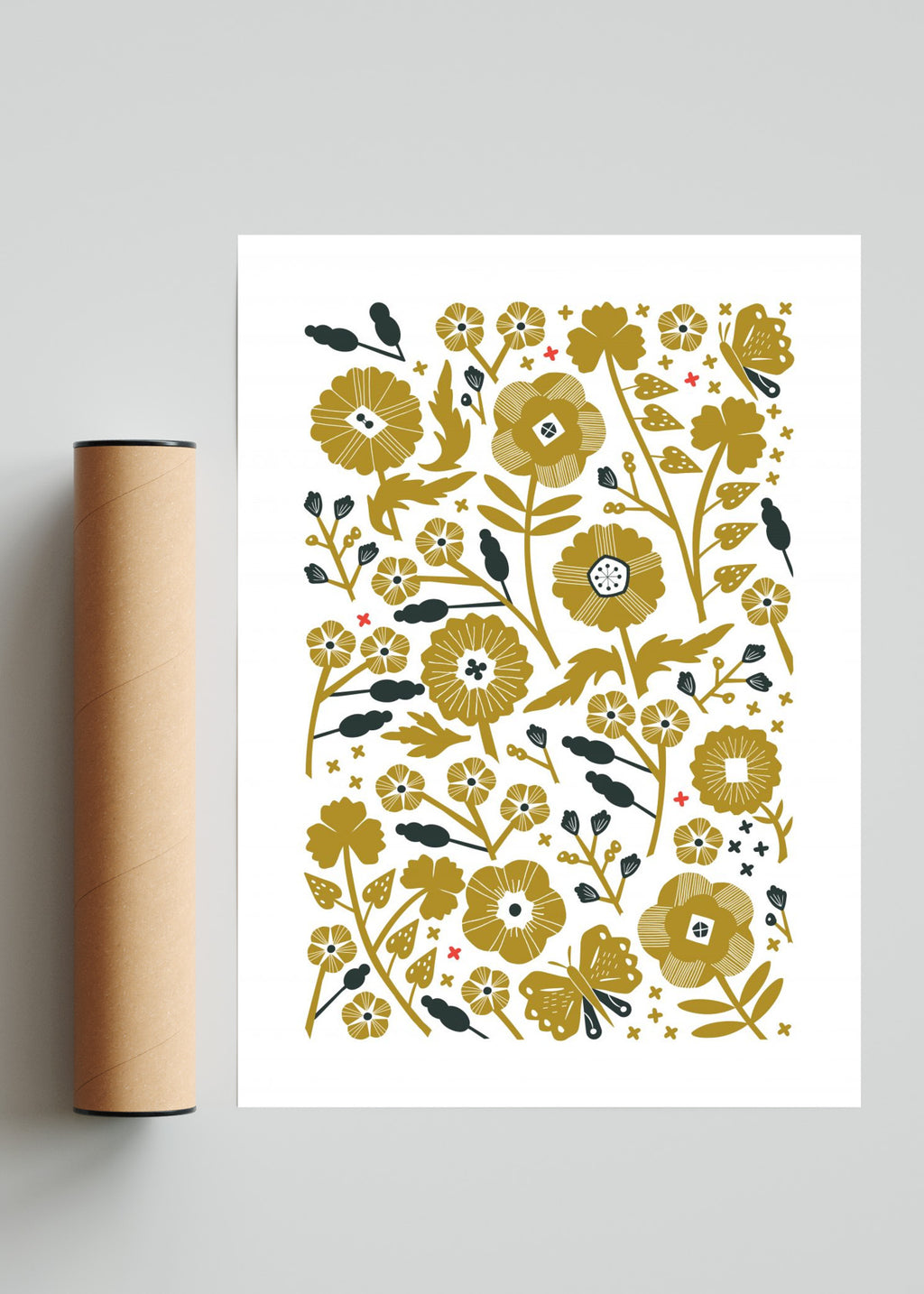 Florecillas del Campo - Oro - Retrato solo print