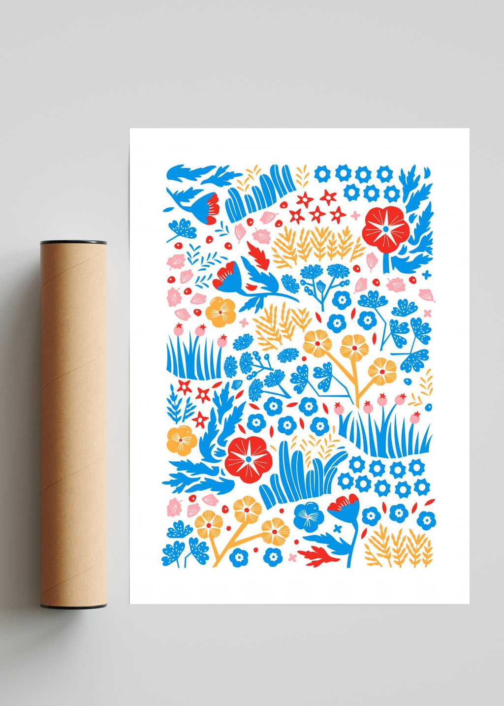 Prado - Celeste Naranja y Rojo - Retrato solo print