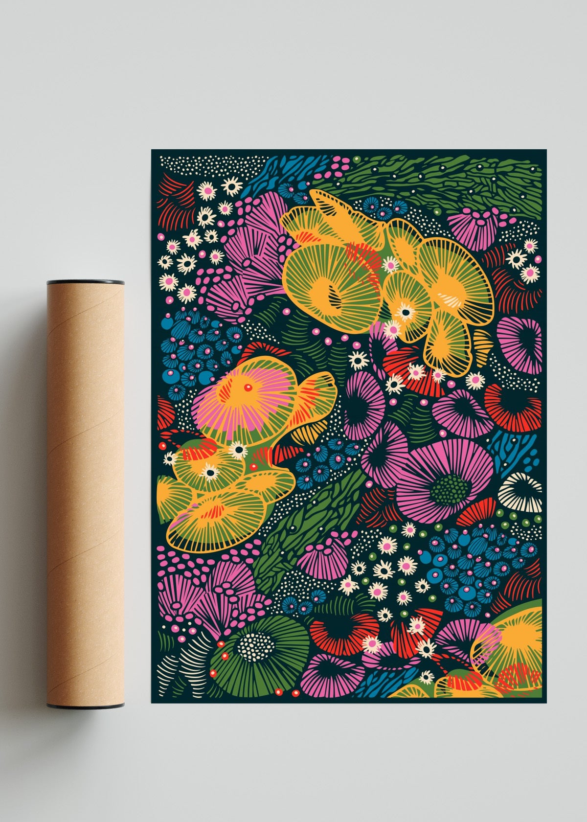 Bajo del mar - Naranja y Rosa - Retrato solo print