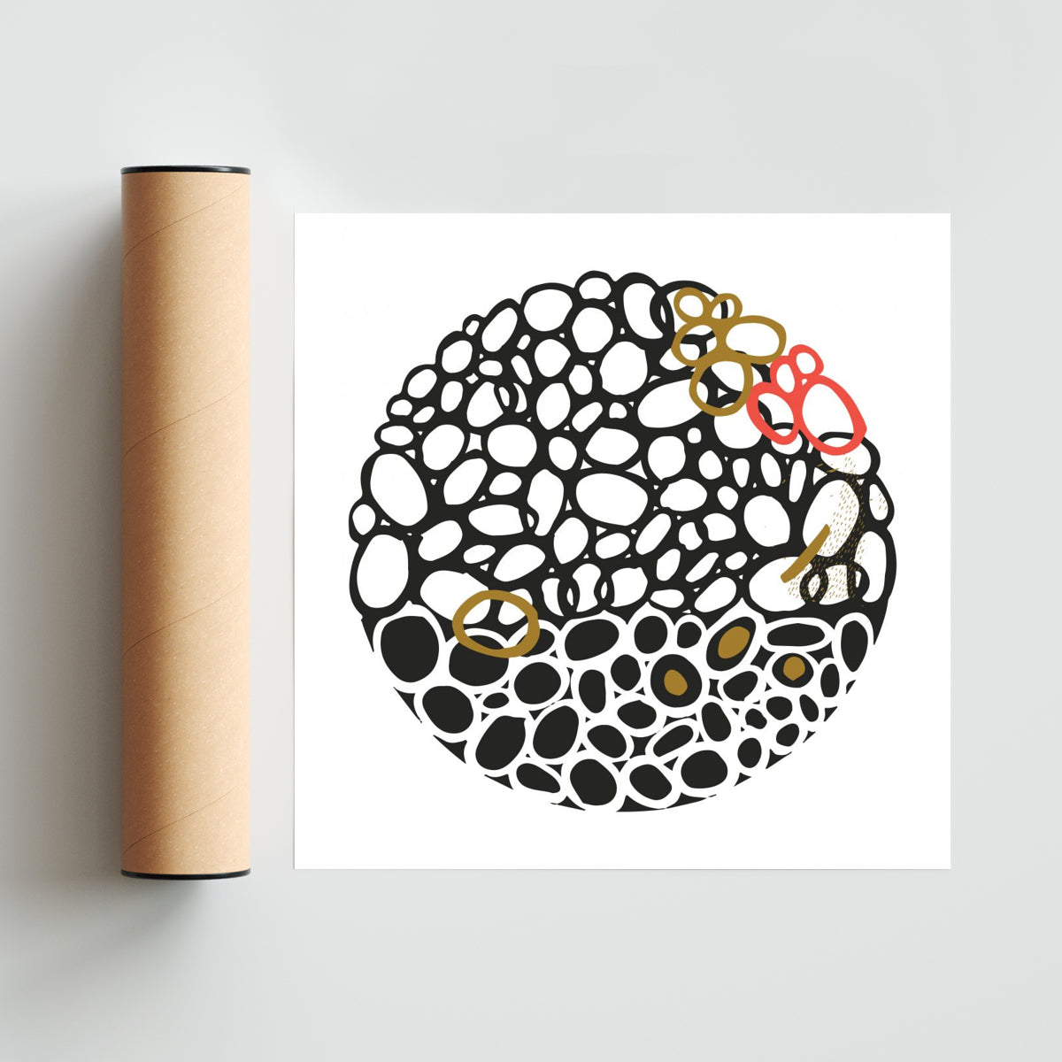 STONE CIRCLE - NEGRO Y ORO - Cuadrado solo print