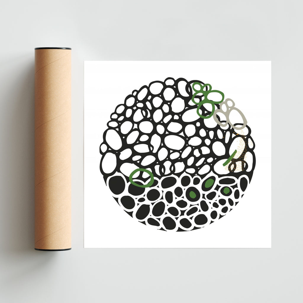 STONE CIRCLE - NEGRO Y VERDE - Cuadrado solo print