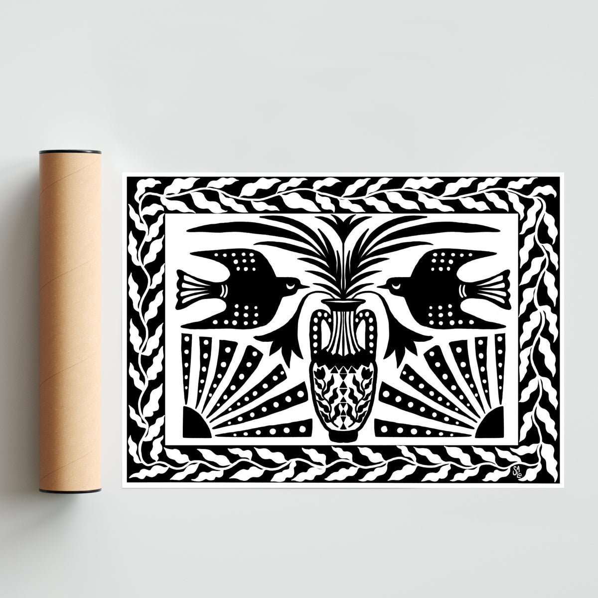 JARRÓN CON PÁJAROS - Paisaje Solo print