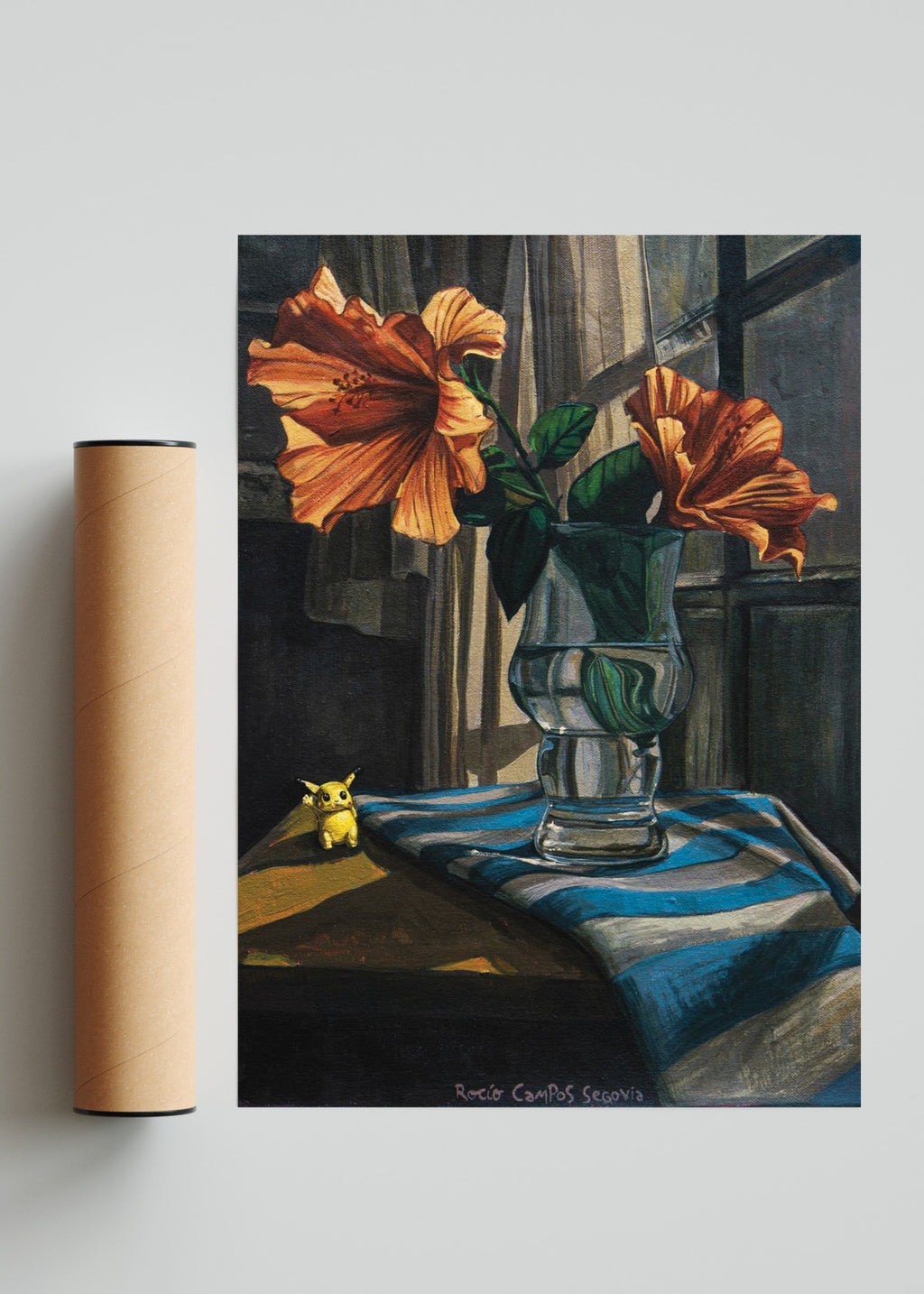 Picachu y Rosa - Retrato solo print