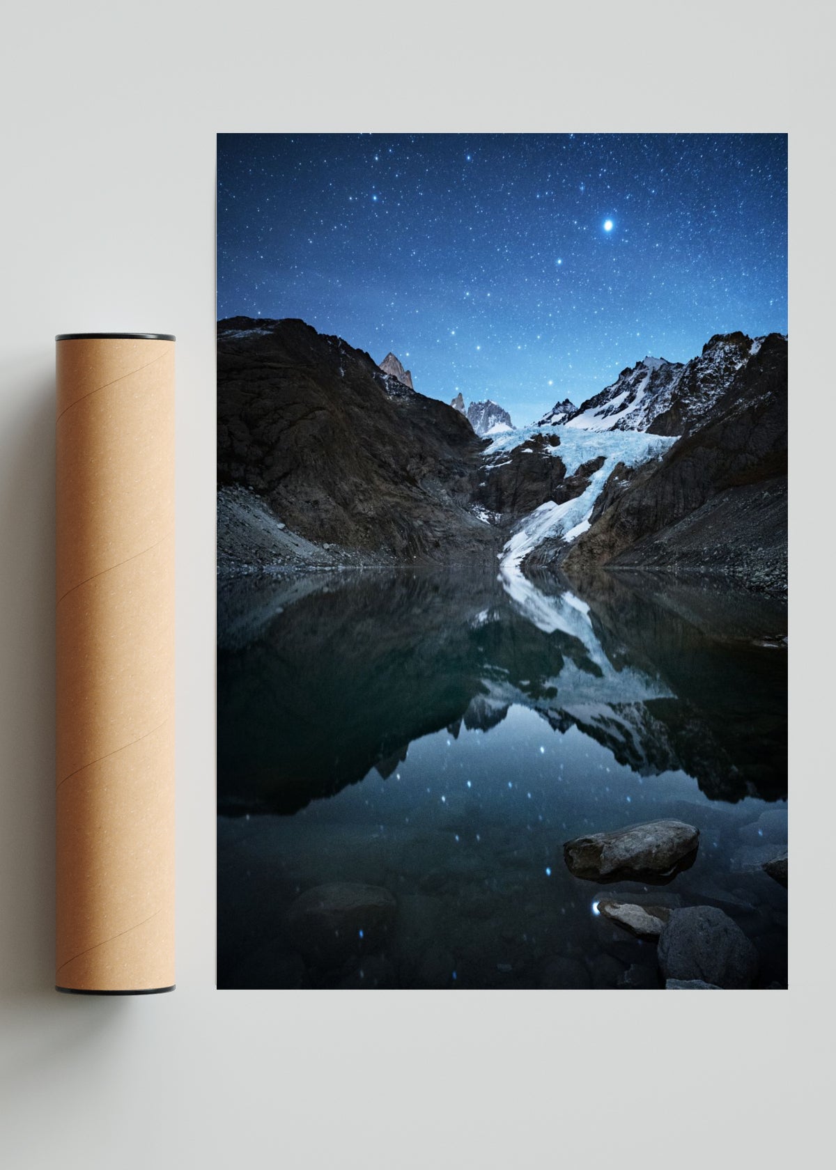 Glaciar Piedras Blancas iluminado por las estrellas - FotoV Solo print