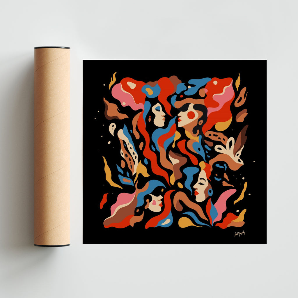 Caras de fuego - Cuadrado solo print