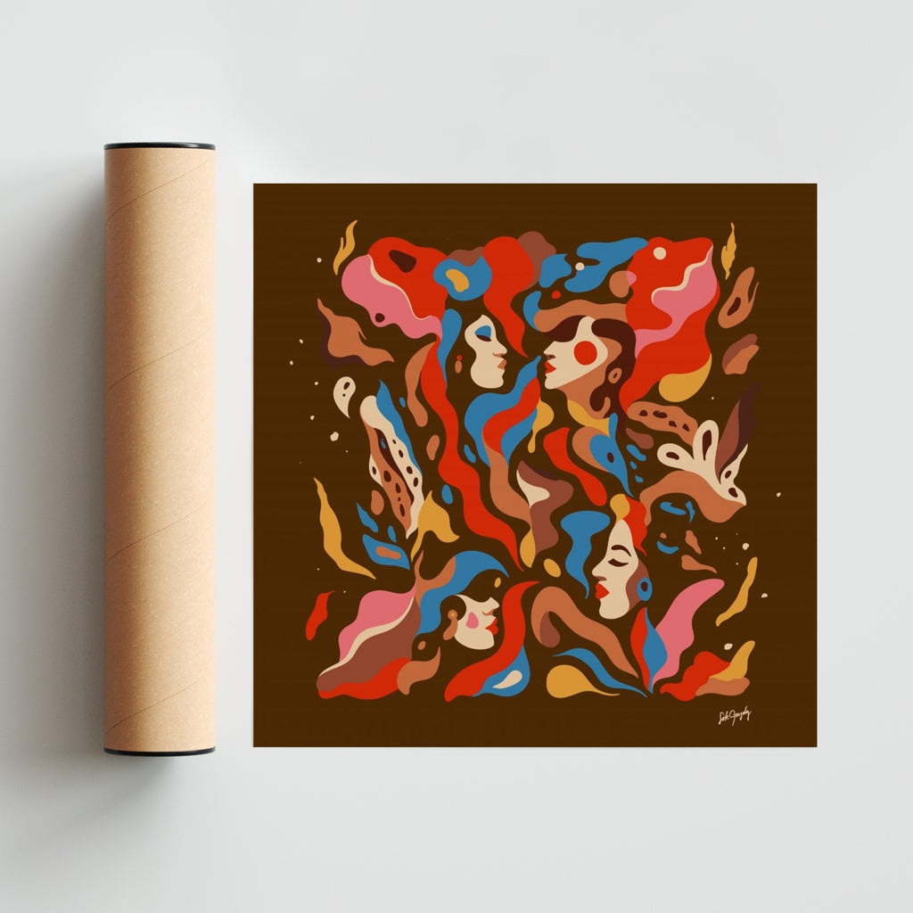 Caras de Fuego_II - Cuadrado solo print