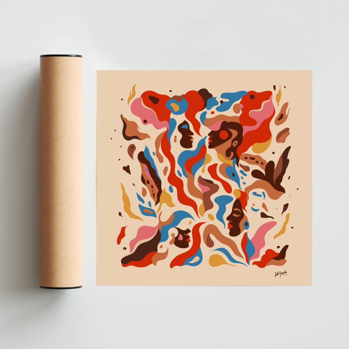 Caras de Fuego 3 - Cuadrado solo print