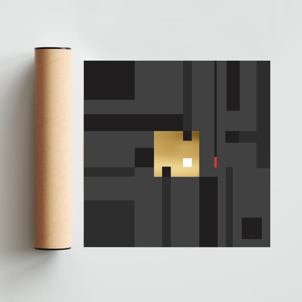 Abstraacción Black & Gold - Cuadrado solo print
