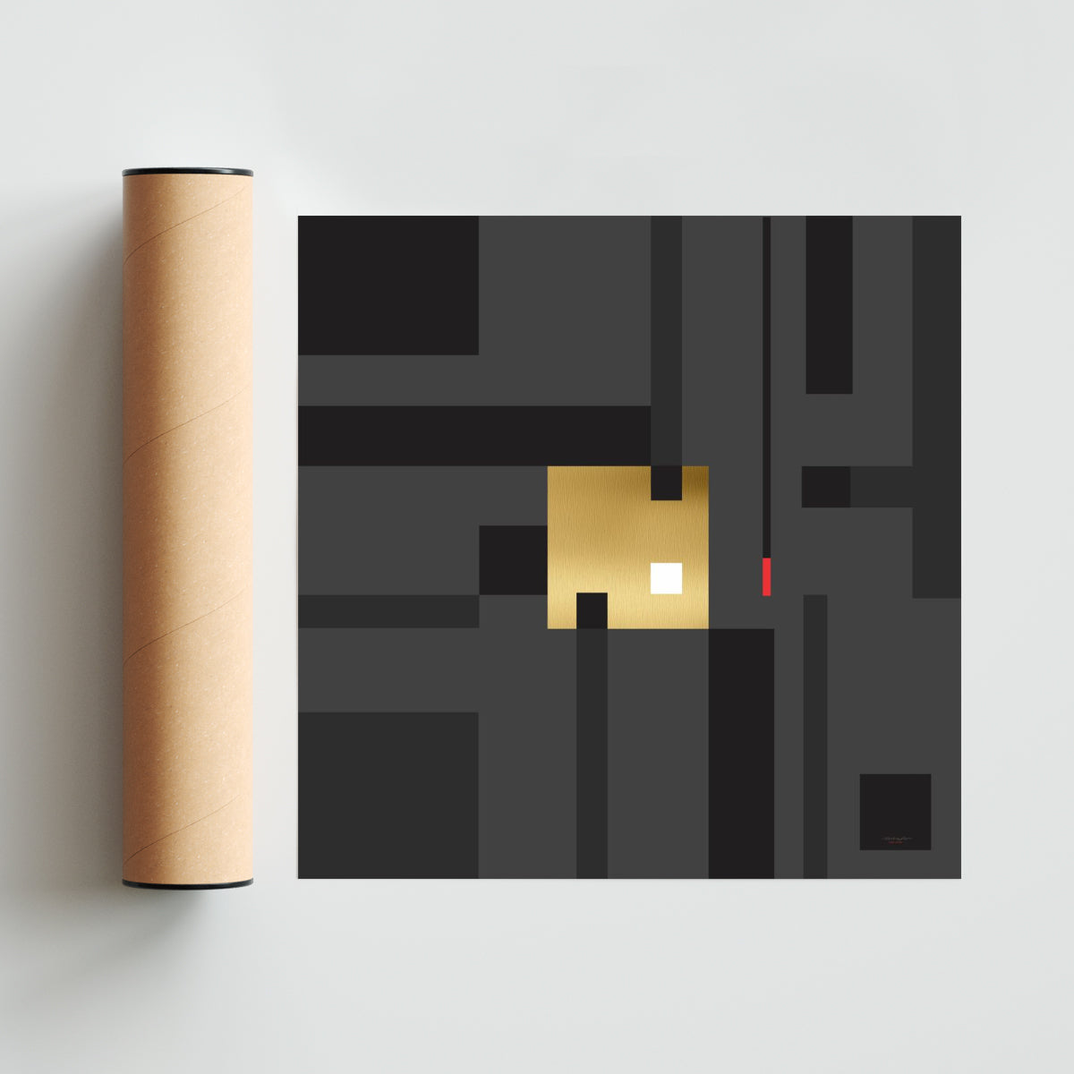 Abstraacción Black & Gold - Cuadrado solo print