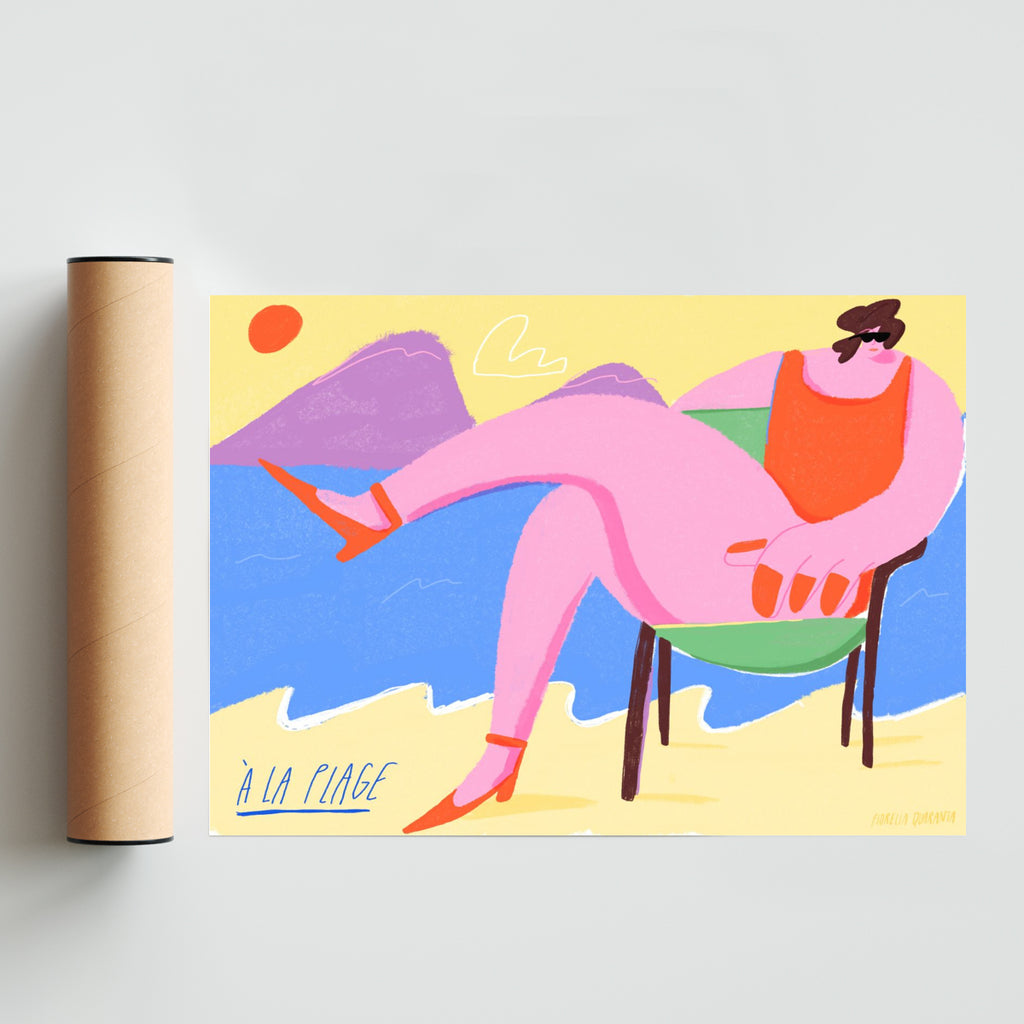À la plage - Paisaje Solo print
