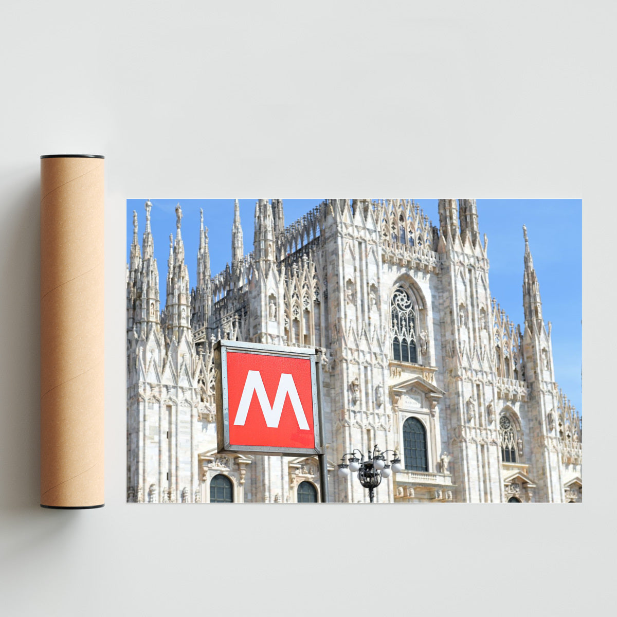 Cartel de metropolitana en la catedral de Milan - FotoH solo print