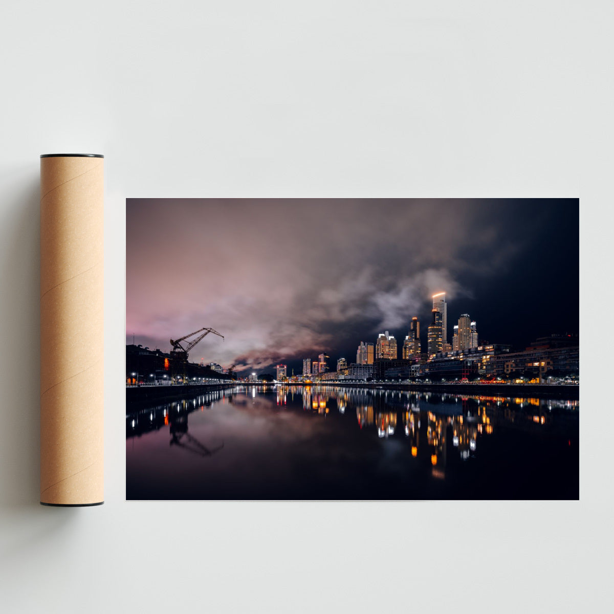 Noche de nubes bajas en Puerto Madero - FotoH solo print