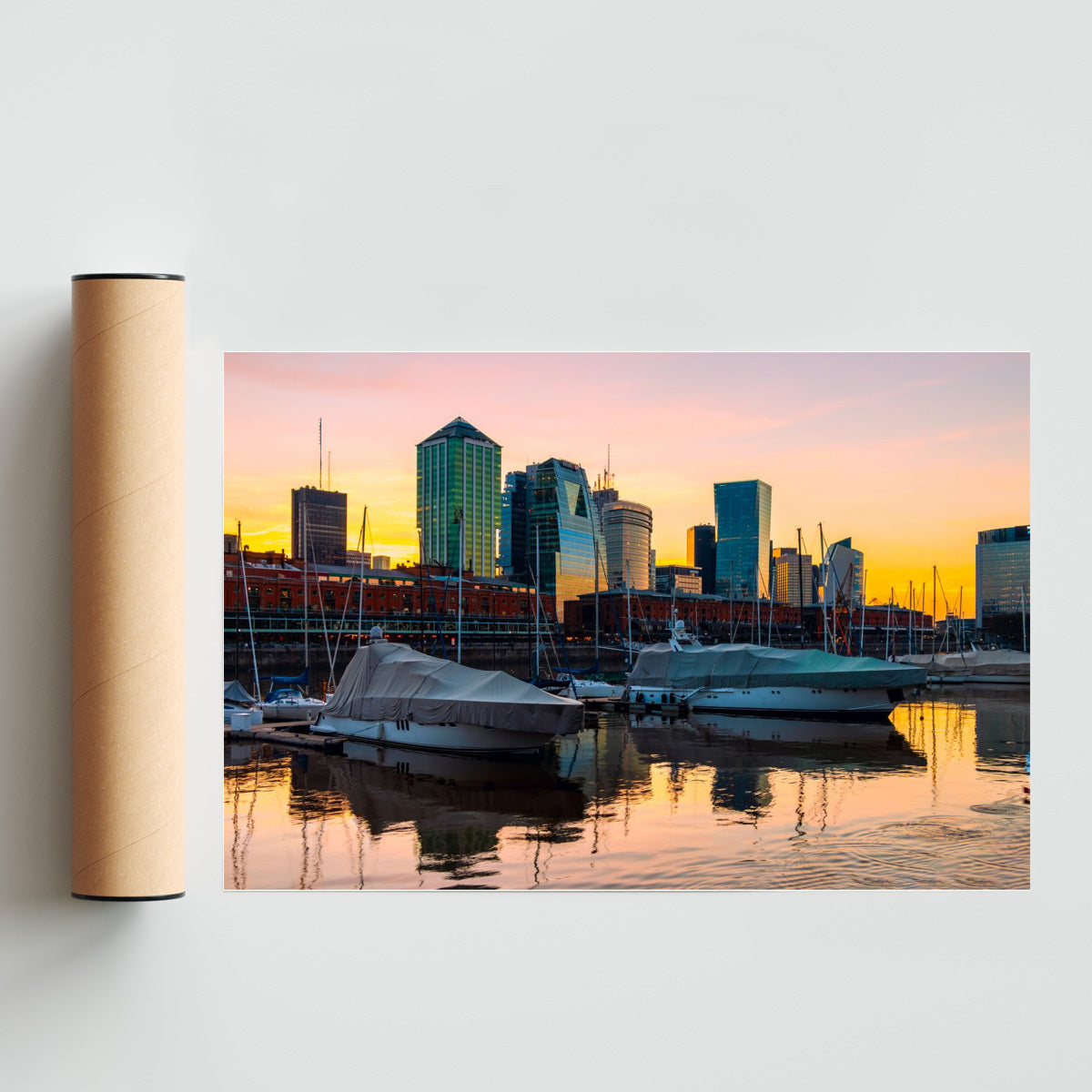 Reflejos de un atardecer en el dique 4 - FotoH solo print