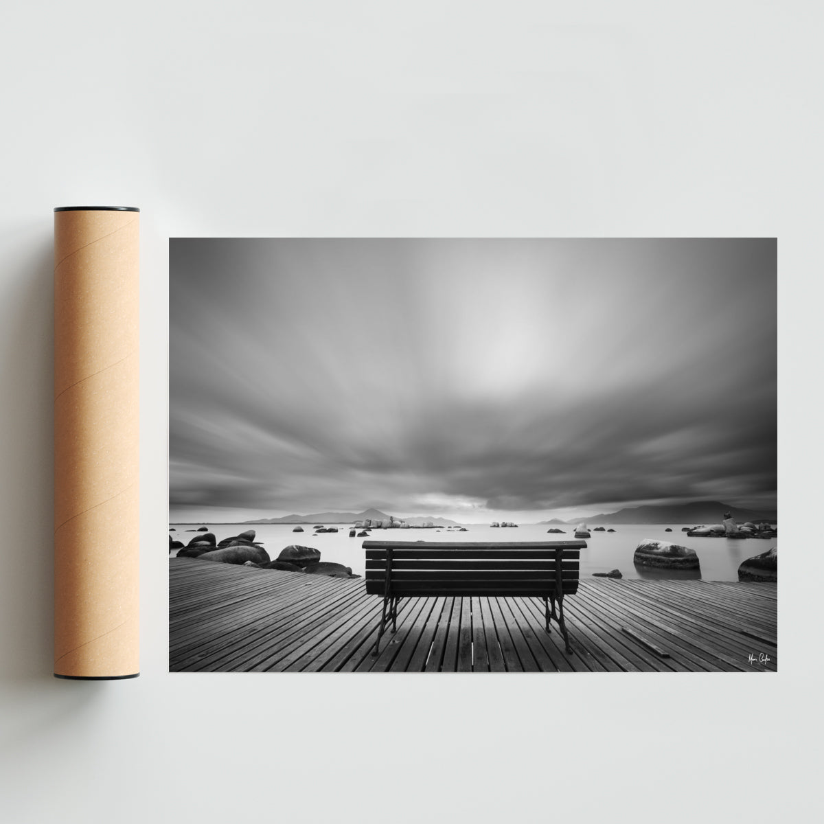 UM BANCO, UM MAR AS PEDRAS - Paisaje Solo print