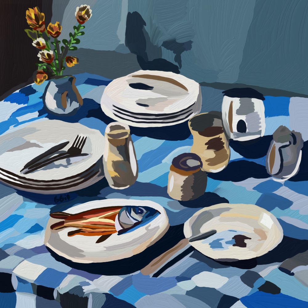 Reunión y mesa servida