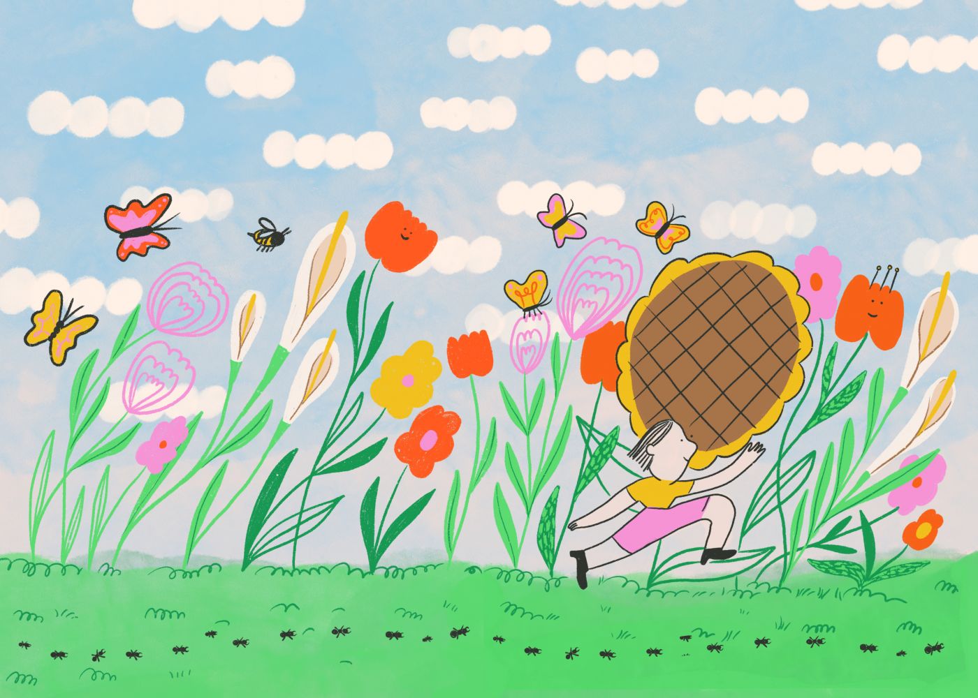 Descanso entre flores