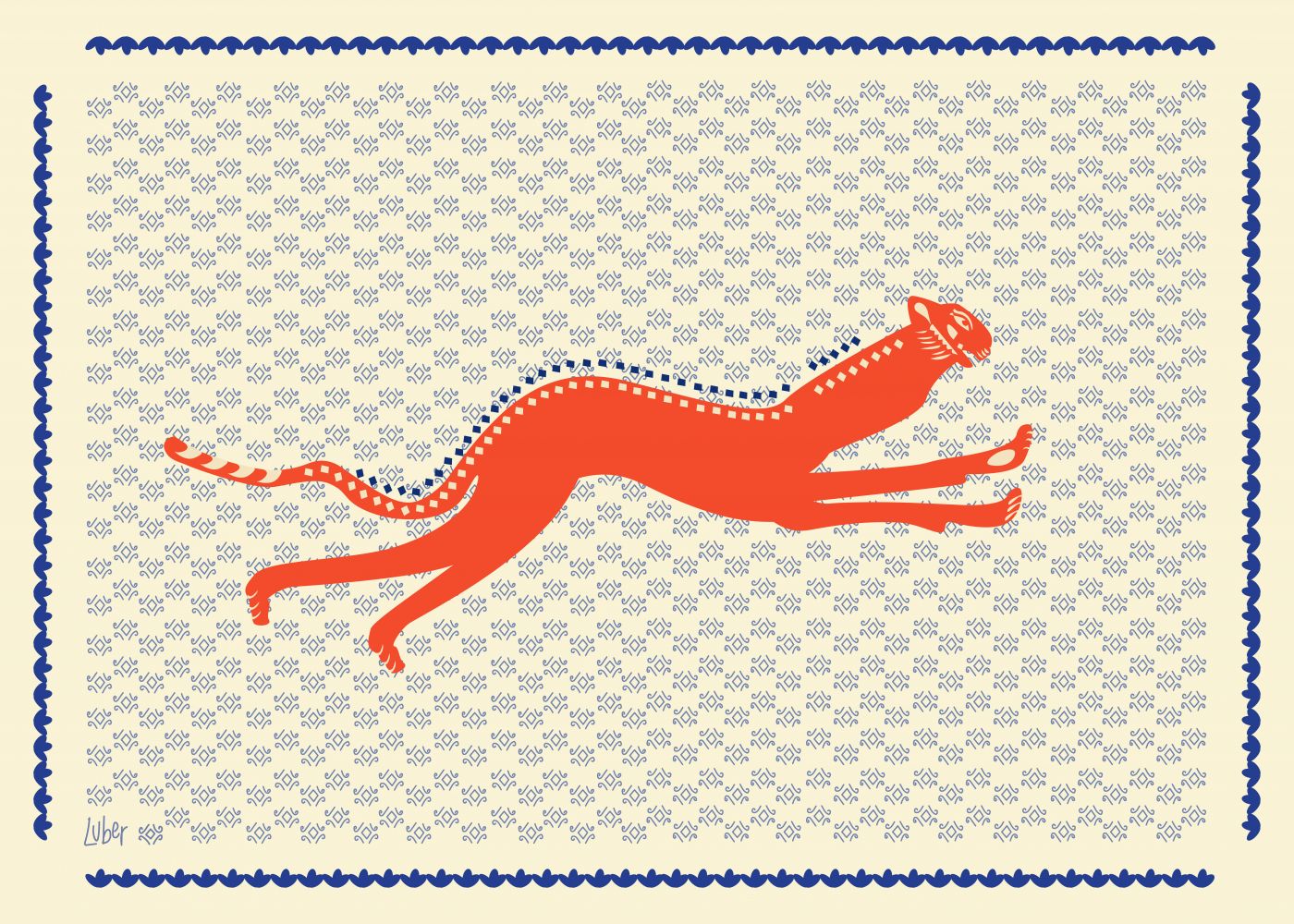 Un cuadrito azul y rojo