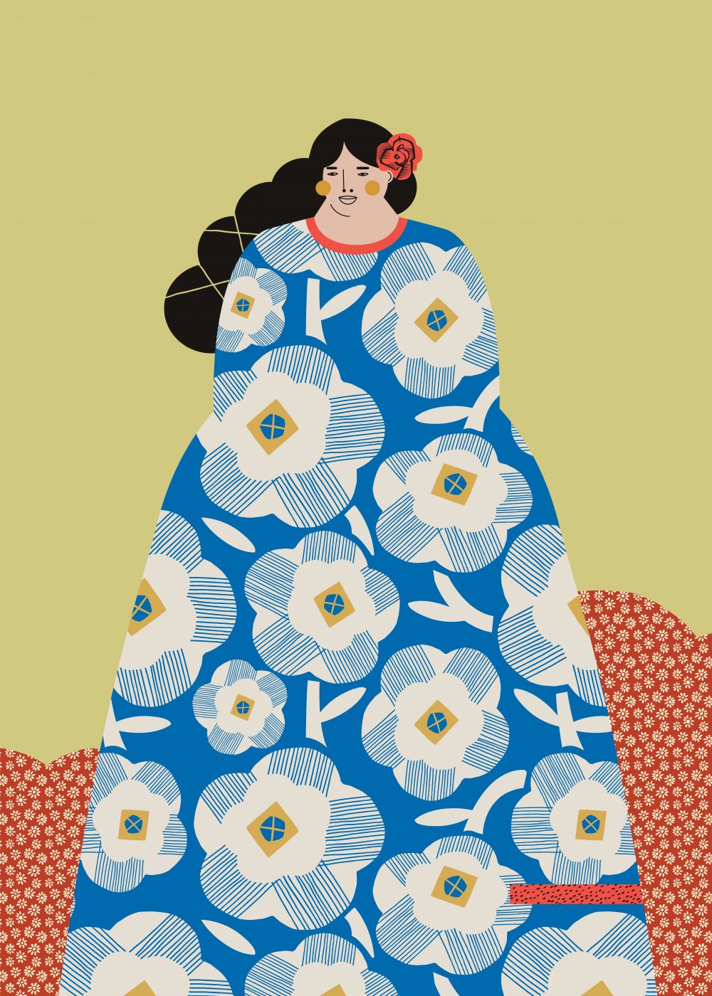 Mujer con vestido Azul
