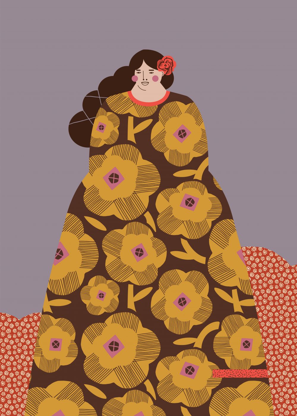 Mujer con vestido marrón