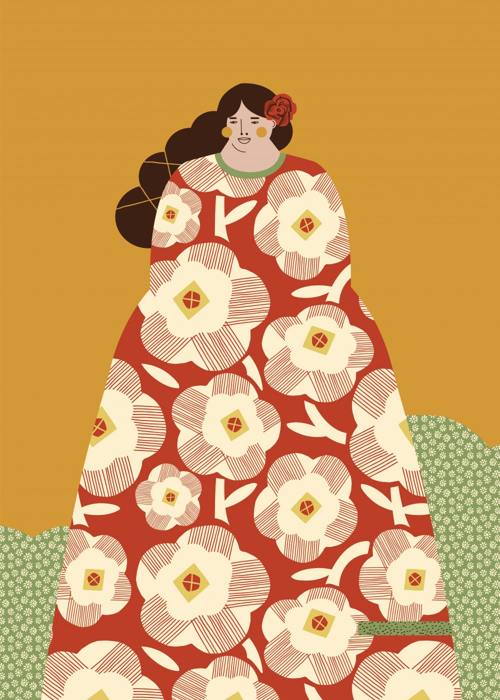 Mujer con vestido rojo