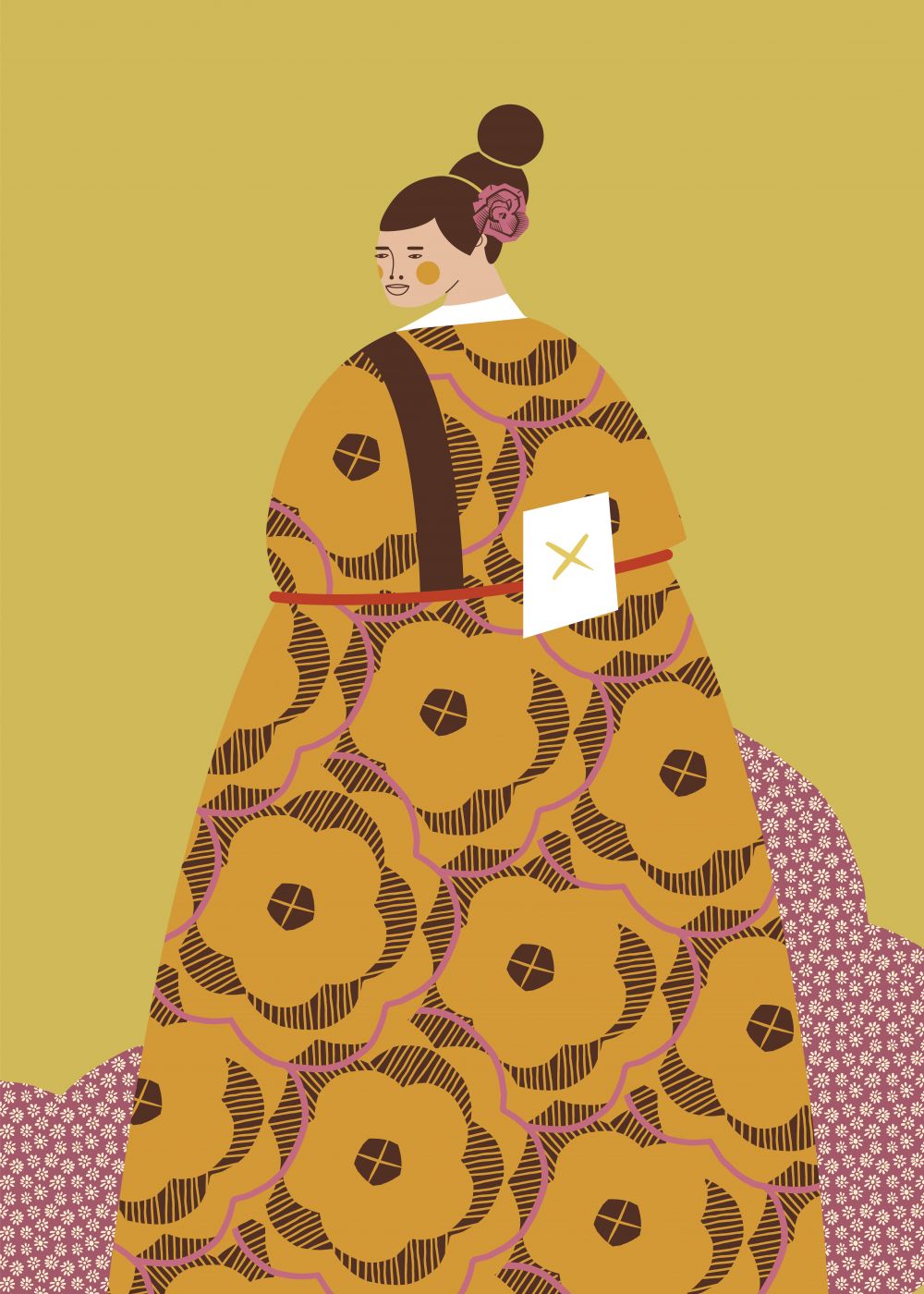 Mujer con Kimono Canela