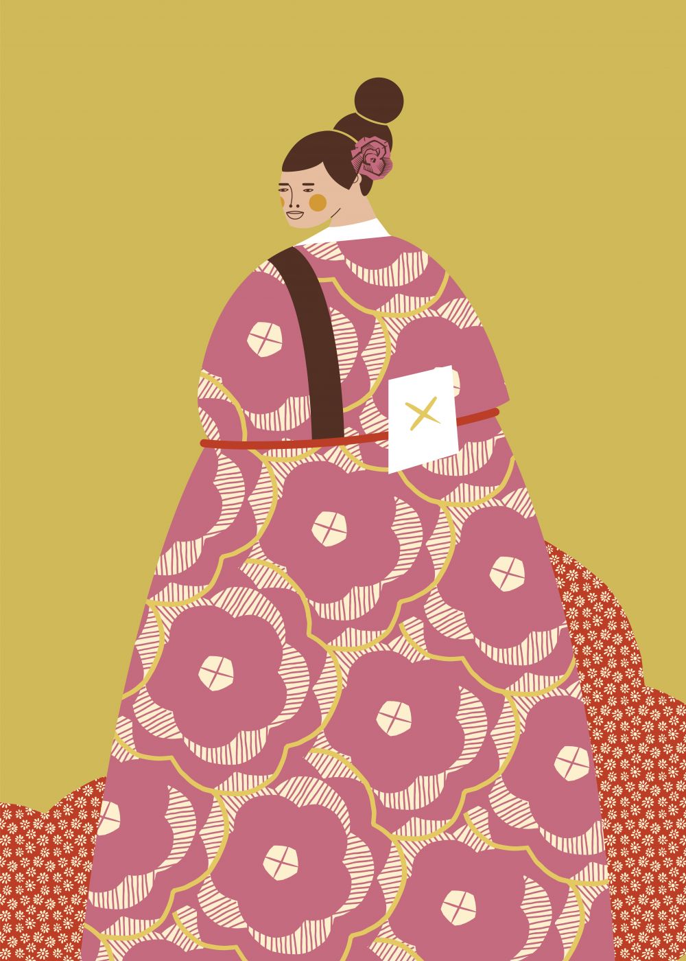 Mujer con Kimono Rosa