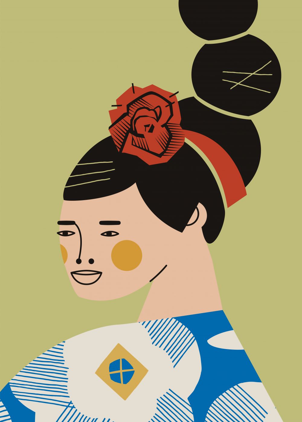 Retrato con vestido Azul