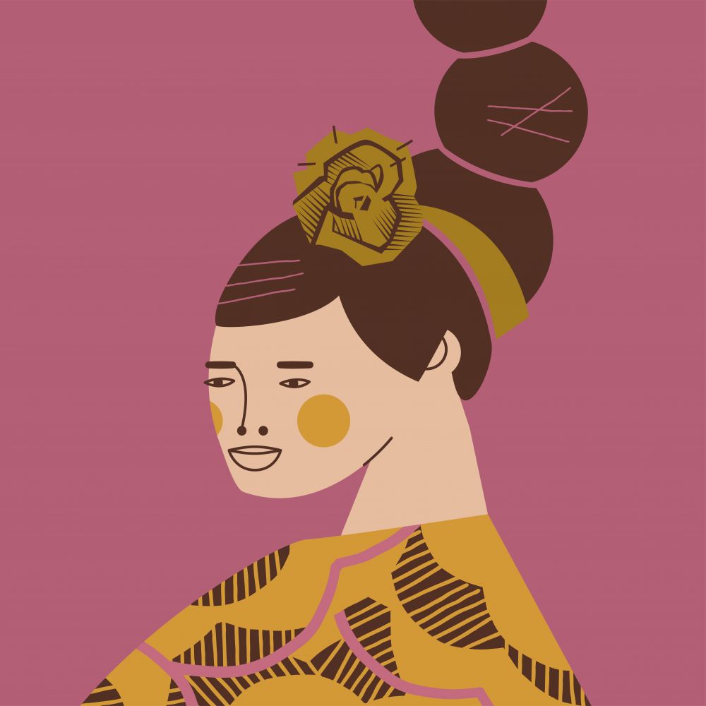 Retrato con vestido Canela