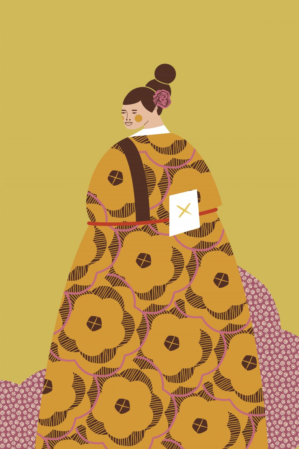 Mujer con Kimono Canela