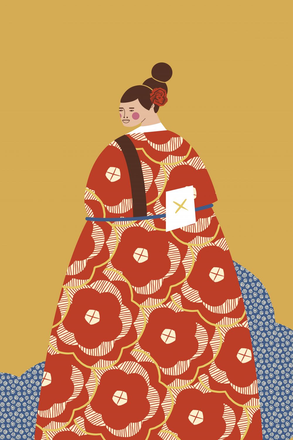 Mujer con Kimono Rojo