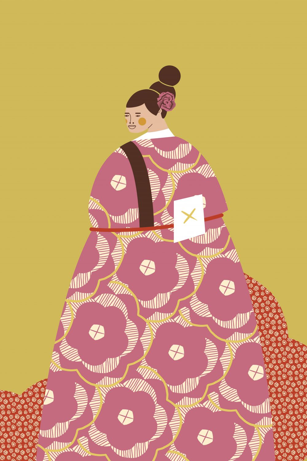 Mujer con Kimono Rosa