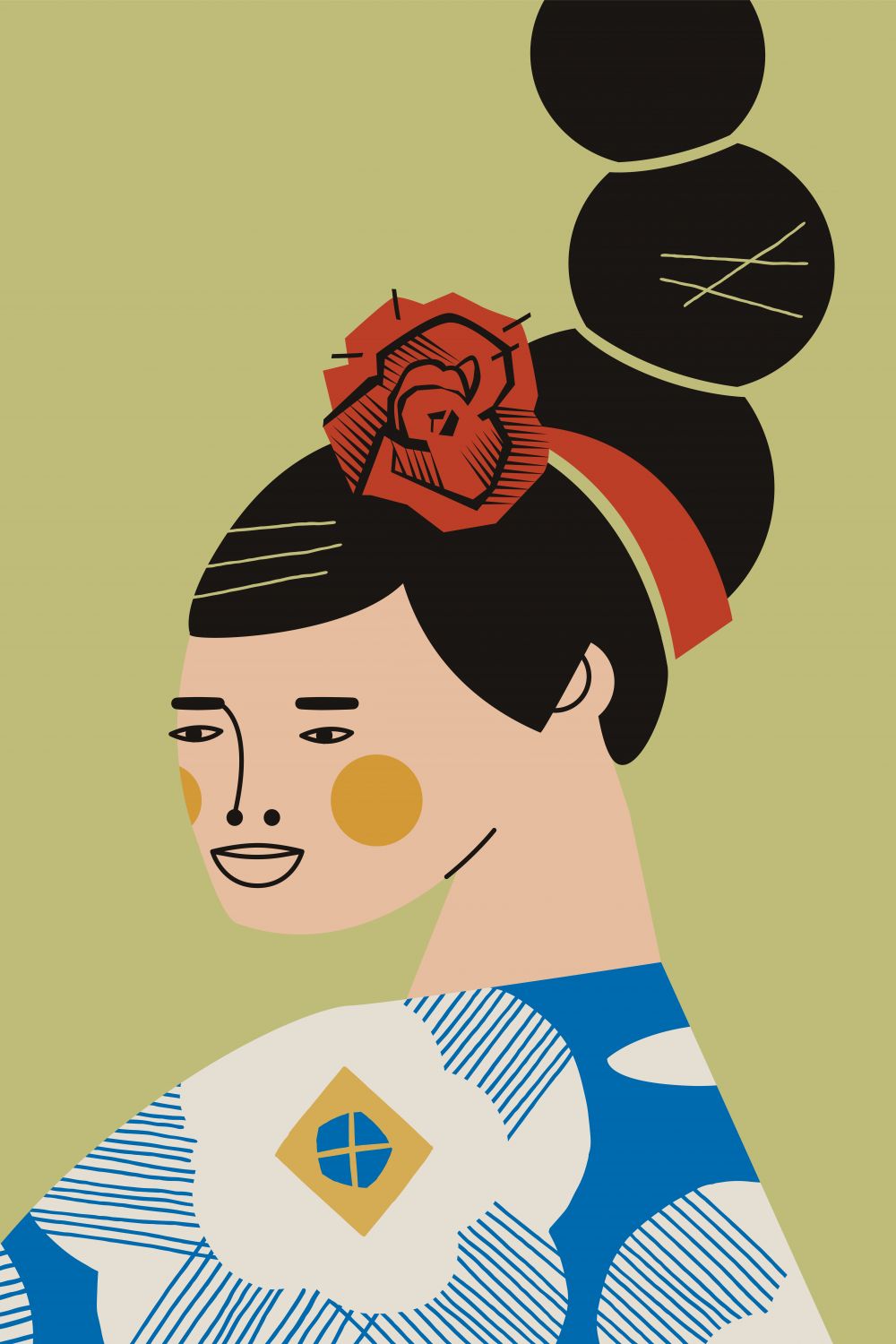 Retrato con vestido Azul