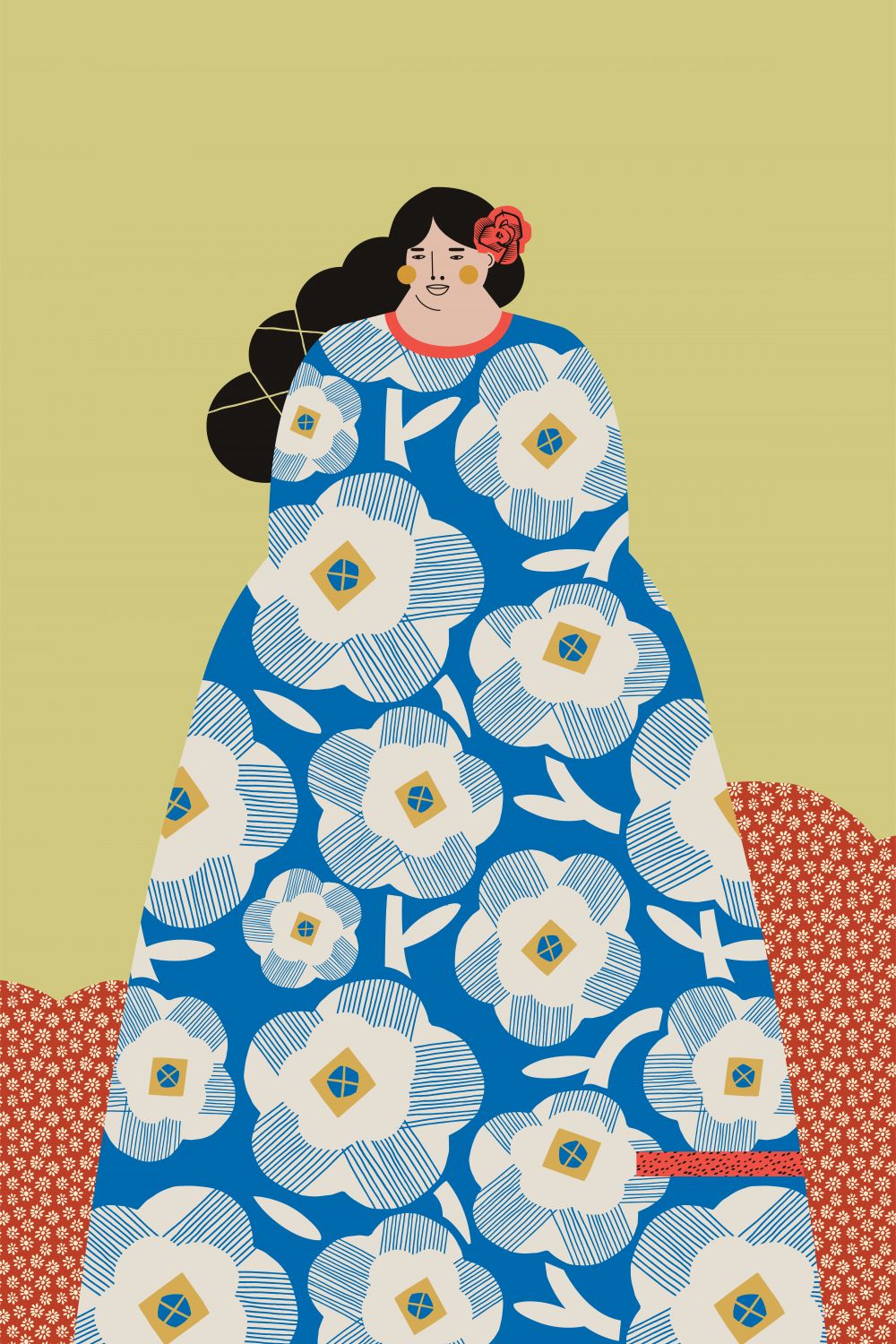 Mujer con vestido Azul