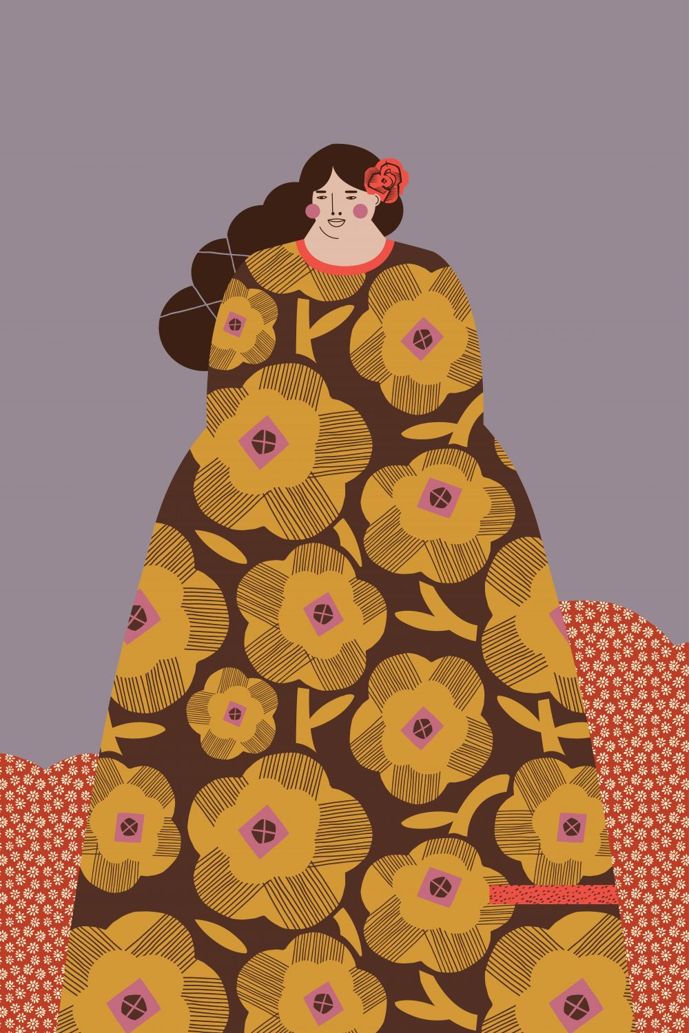 Mujer con vestido marrón