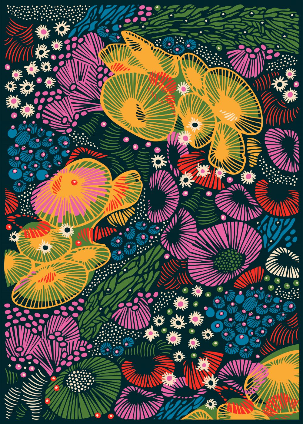 Bajo del mar - Naranja y Rosa