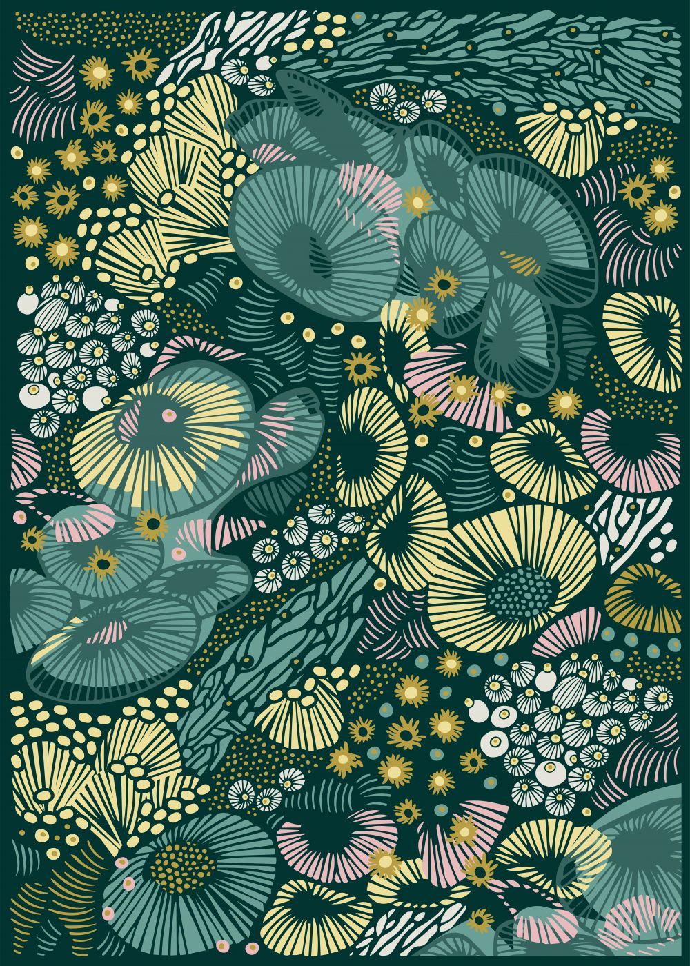 Bajo del mar - amarillo y verde agua