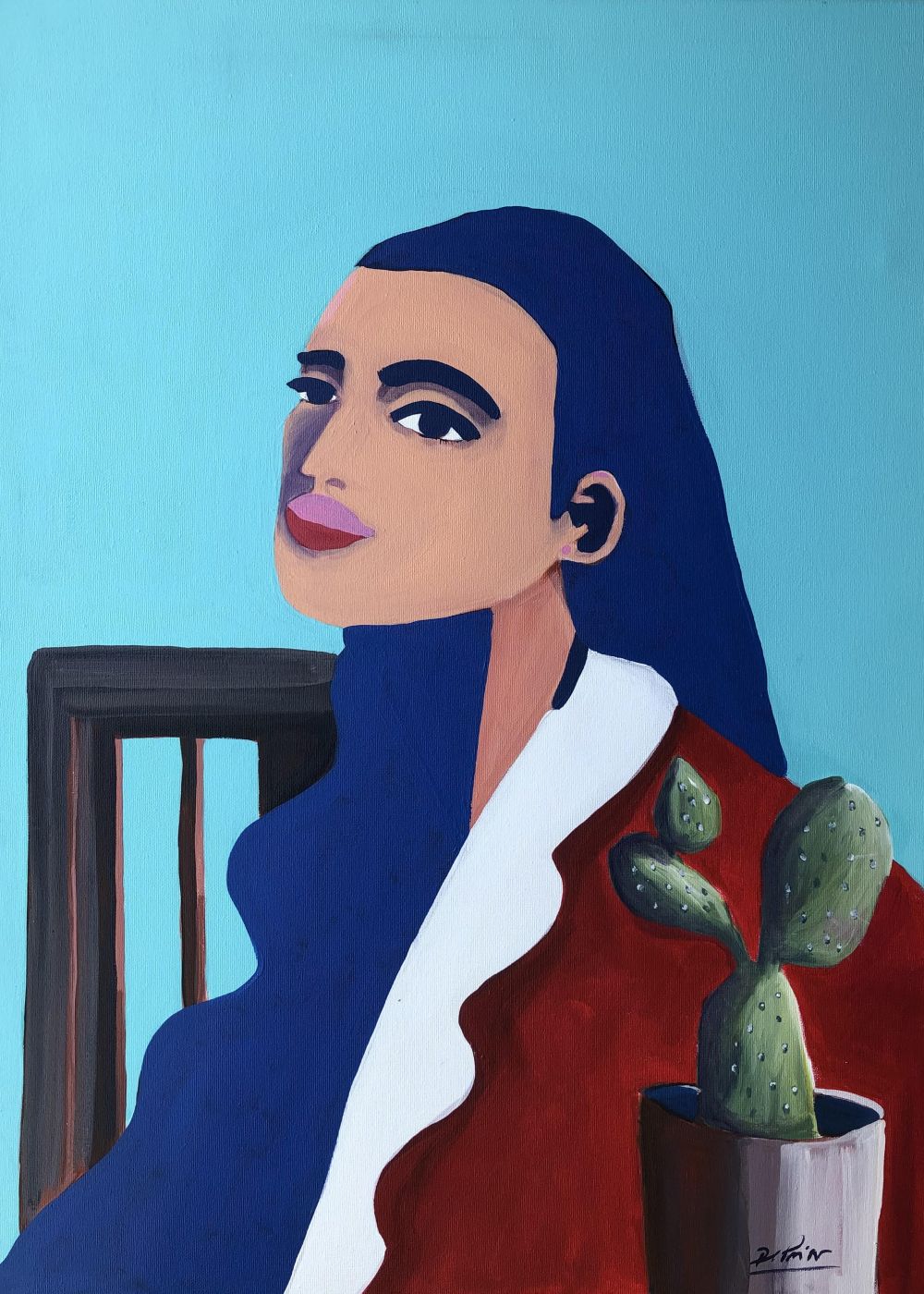 Mujer con cactus.