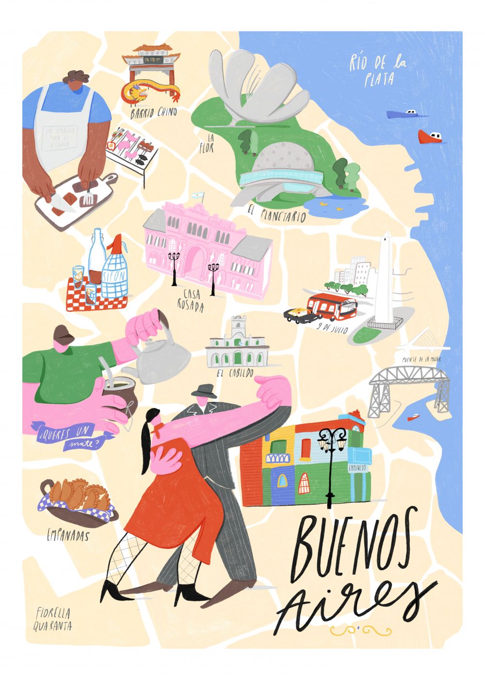Mapa ilustrado Buenos Aires